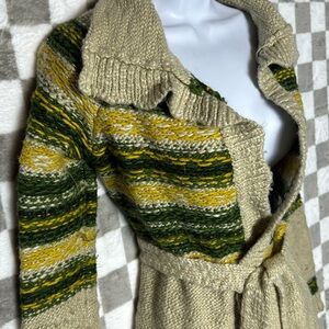 Knit sweater cardigan mommy sweater packer colors green gold XS The Limited
